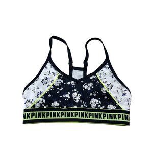 Victoria's Secret Pink Ultimate Lightly Lined Sports Bra BLACK WILD FLOWER XS